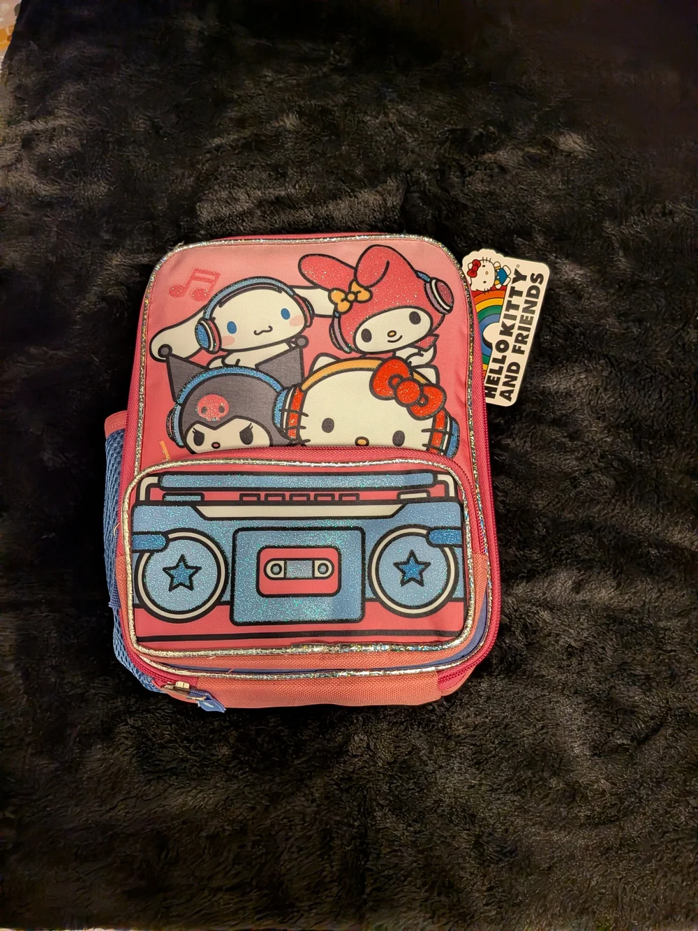 Pink Kids Lunch Bag with Boombox Design